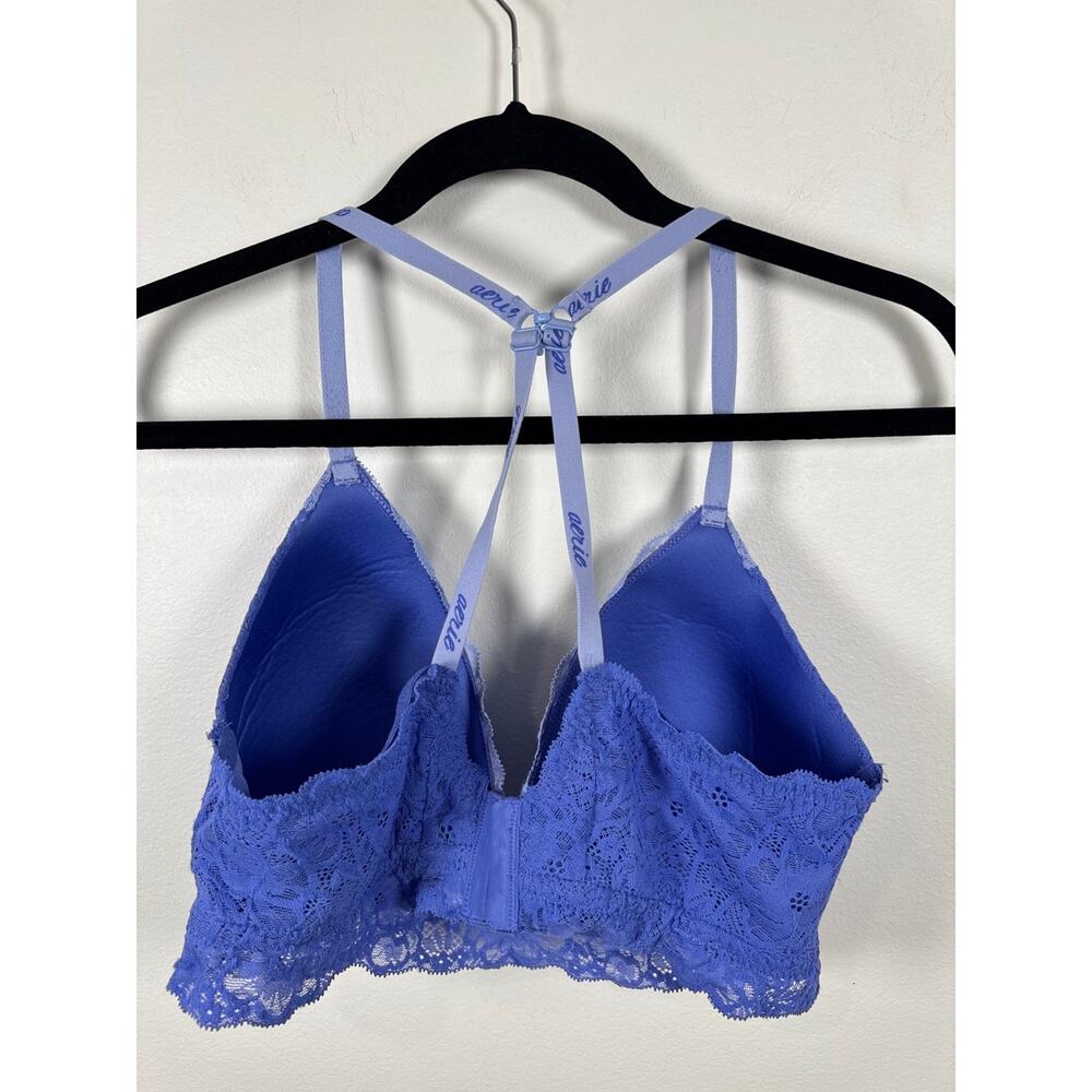 Aerie Real Good Lace Bralette - Longline V-Neck - Blue - 36D - Picture 5 of 7